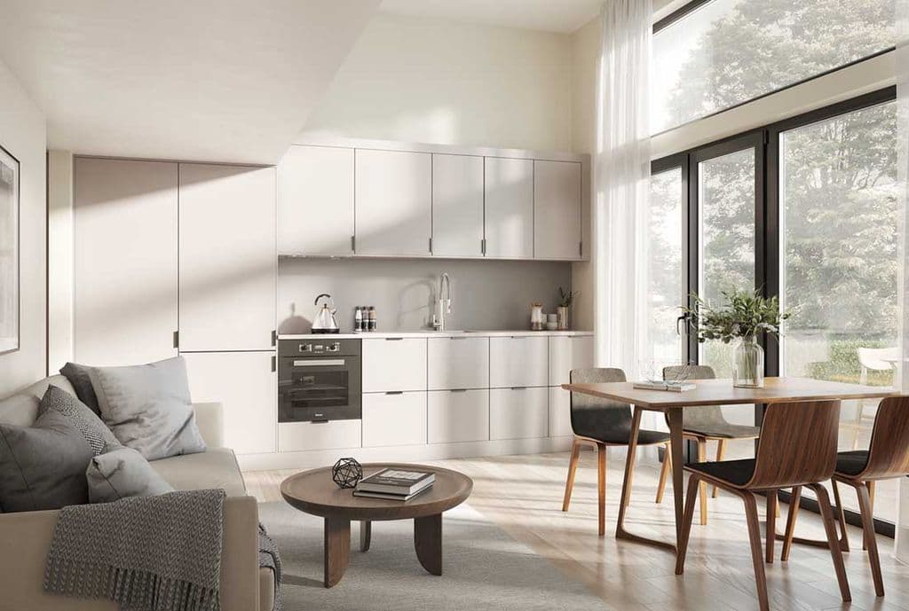Brf Sjöutsikten – studiohus i ett plan med loft